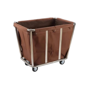 Aukron AB02 Heavy-Duty Brown Conical Linen & Cleaning Cart