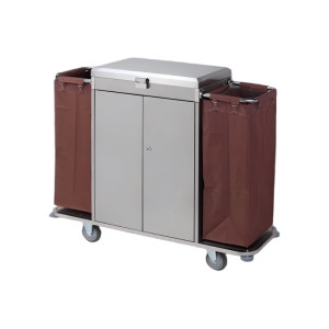 Aukron AB21 All-Steel Double-Sided Linen Cart with Door & Lid