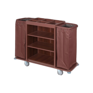 Aukron AB22 Double-Sided Iron-Wood Service & Linen Cart